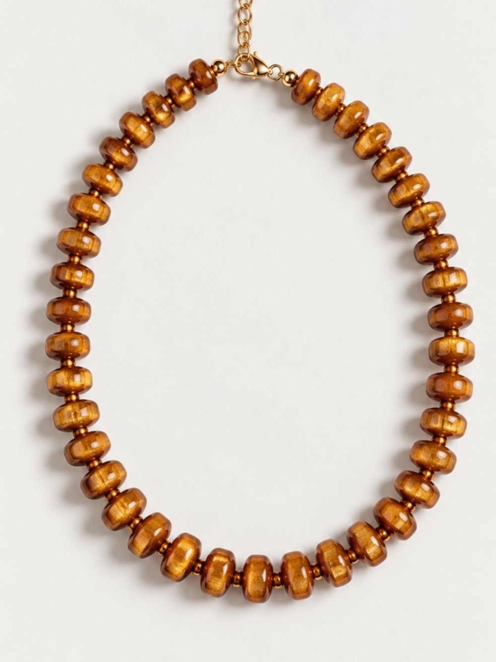 New! Amber Brown Beaded Neutral Necklace NWOT 3020
